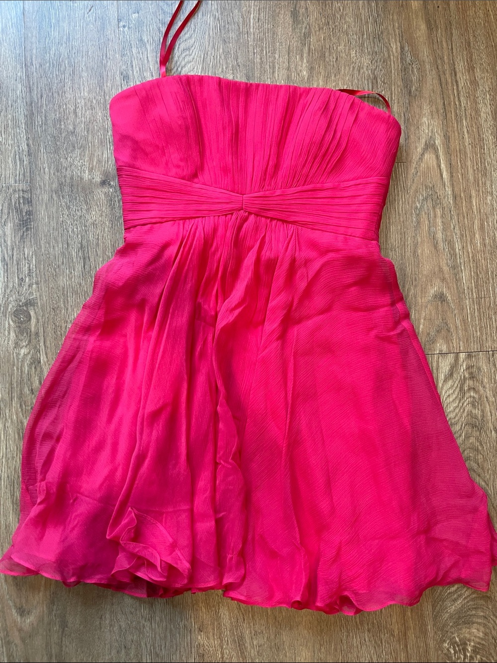 Red Strapless Chiffon Cocktail Dress